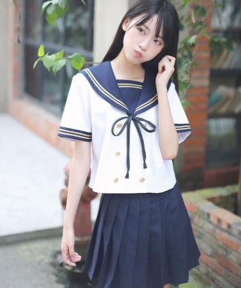 日系セーラー服/半袖団体服/女子学生学園制服/JK制服//プリーツミニ